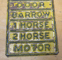 Load image into Gallery viewer, 1944 VENDOR Embossed Tin Truck Auto Plate Sign DOOR BARROW 1 HORSE 2 HORSE MOTOR