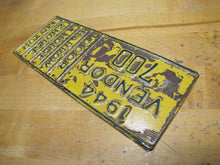 Load image into Gallery viewer, 1944 VENDOR Embossed Tin Truck Auto Plate Sign DOOR BARROW 1 HORSE 2 HORSE MOTOR