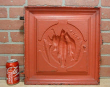 Load image into Gallery viewer, DEAD GAME BIRDS Antique Cast Iron Stove Front Plaque Door RH Decorative Art Sign
