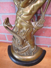 Load image into Gallery viewer, 19c PUTTI CHERUB FIGHTING SERPENT SNAKE Bronze Decorative Arts Doorstop Statue