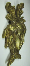 Load image into Gallery viewer, 19c Antique Brass Face Figural Head Decorative Arts Hardware Element High Relief