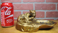 Load image into Gallery viewer, LEOPARD Art Deco Tray Decorative Art Figural Cast Metal Big Cat Tiger Tip Card