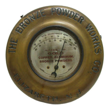 Load image into Gallery viewer, THE BRONZE POWDER WORKS Co ELIZABETH NJ Orig Old Advertising Sign Thermometer