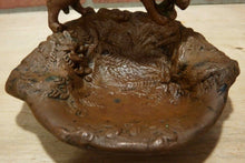 Load image into Gallery viewer, WOLF DOG CHEWING ON BONE PAUL HERZEL Antique Decorative Arts Tray Cigar Ashtray