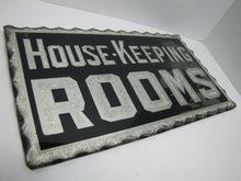 Load image into Gallery viewer, HOUSE-KEEPING ROOMS Antique Chip Glass Scalloped Edge Foil Mirror Servents Sign
