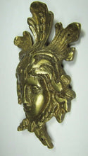 Load image into Gallery viewer, 19c Antique Brass Face Figural Head Decorative Arts Hardware Element High Relief