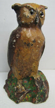 Load image into Gallery viewer, OWL Antique Cast Iron Glass Eyes Figural Bird Doorstop Decorative Art Statue