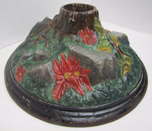 Load image into Gallery viewer, CHRISTMAS TREE Stand Poinsettia Rocks Roots Antique Cast Iron HIgh Relief Unique