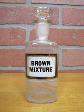 Load image into Gallery viewer, BROWN MIXTURE Antique Reverse Glass Label Bottle Apothecary Drug Store Medicine