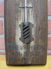 Load image into Gallery viewer, OTHELLO RANGE HEUSINGEER MILITARY PLAZA Texas Antique Thermometer Wood Sign Ad