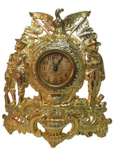 Load image into Gallery viewer, ARMY NAVY AMERICAN EAGLE Antique early 1900s Figural Cast Iron Brass Wash Clock