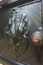 Load image into Gallery viewer, DEAD GAME BIRDS Antique Cast Iron Stove Front Plaque Door LH Decorative Art Sign
