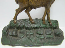 Load image into Gallery viewer, ELK STANDING ON ROCKS Antique Cast Iron Wildlife Doorstop Decorative Arts Statue