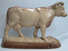 Load image into Gallery viewer, Cow Old Cast Iron Porcelain Enamel Doorstop Farm Butcher Shop Advertising Statue