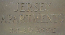 Load image into Gallery viewer, JERSEY APARTMENTS Old Brass Building Plaque Sign ASBURY PARK New Jersey Shore Ad