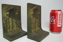 Load image into Gallery viewer, BRADLEY HUBBARD B&H COLONIAL DOOR Antique Bookends Cast Iron Old Paint Ornate