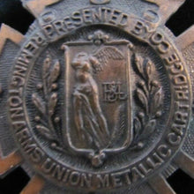 Load image into Gallery viewer, REMINGTON ARMS UNION METALLIC CARTRIDGE Co MARKSMAN Antique Pin Medallion D&C NY
