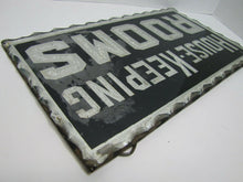 Load image into Gallery viewer, HOUSE-KEEPING ROOMS Antique Chip Glass Scalloped Edge Foil Mirror Servents Sign