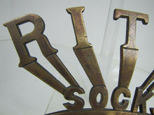 Load image into Gallery viewer, RITCO SOCKS Old Bronze Clothing Department General Store Display Sign Brass Wash