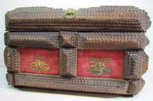Load image into Gallery viewer, TRAMP ART ZUM ANDENKEN IN MEMORIUM Ornately Decorated Antique Box Folk Artwork