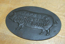Load image into Gallery viewer, NAPHEYS LEAF LARD PHILADELPHIA PIG HOG 19c Antique Advertising Tin Nameplate Sign