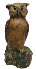 Load image into Gallery viewer, OWL Antique Cast Iron Glass Eyes Figural Bird Doorstop Decorative Art Statue