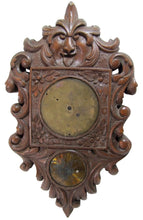Load image into Gallery viewer, Antique Wooden Carved Evil Face Figural Wall Mount Art Clock Housing Plaque