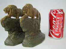 Load image into Gallery viewer, CROUCHING LION Connecticut Foundry c1930 Bookends Decorative Art Statues
