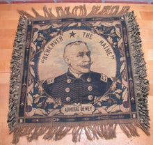 Load image into Gallery viewer, REMEMBER THE MAINE ADMIRAL DEWEY Old Tapestry Artwork Textile Decorative Arts