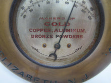 Load image into Gallery viewer, THE BRONZE POWDER WORKS Co ELIZABETH NJ Orig Old Advertising Sign Thermometer