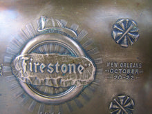 Load image into Gallery viewer, 1914 FIRESTONE NATIONAL FIRE CHIEFS NEW ORLEANS Convention Antique Ad Tray W&H