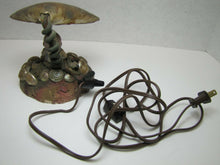 Load image into Gallery viewer, Folk Art Gnome Elf Troll w Swan Asbury Park New Jersey Old Souvenir Shell Lamp