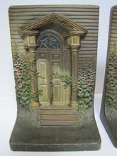 Load image into Gallery viewer, BRADLEY HUBBARD B&H COLONIAL DOOR Antique Bookends Cast Iron Old Paint Ornate
