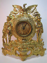 Load image into Gallery viewer, ARMY NAVY AMERICAN EAGLE Antique early 1900s Figural Cast Iron Brass Wash Clock
