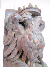 Load image into Gallery viewer, Devil Evil Horned Head Antique Carved Wood Double Headed Eagle Salvage Hardware