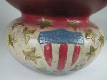 Load image into Gallery viewer, USA Crest Thirteen Star Antique Redware Americana Pottery Spittoon Cuspidor Pot