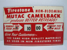 Load image into Gallery viewer, 1940s FIRESTONE TIRES Advertising Sign Gas Station Repair Shop Retread Mold