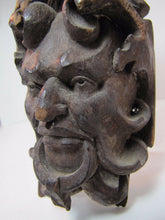 Load image into Gallery viewer, Devil Evil Horned Head Antique Carved Wood Double Headed Eagle Salvage Hardware