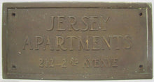 Load image into Gallery viewer, JERSEY APARTMENTS Old Brass Building Plaque Sign ASBURY PARK New Jersey Shore Ad
