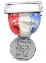 Load image into Gallery viewer, 1936 AMERICAN BAR ASSOCIATION JUSTITIA Medallion BOSTON Ribbon BASTIAN BROS NY