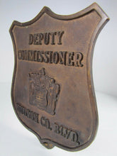 Load image into Gallery viewer, DEPUTY COMMISSIONER HUDSON CO BLVD Old Bronze Badge Plaque Nameplate Advertising Sign Auto Truck Badge