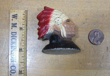 Load image into Gallery viewer, NATIVE AMERICAN INDIAN CHIEF Antique Cast Iron Pencil Holder Paperweight
