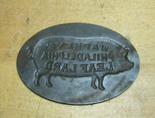 Load image into Gallery viewer, NAPHEYS LEAF LARD PHILADELPHIA PIG HOG 19c Antique Advertising Tin Nameplate Sign