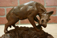 Load image into Gallery viewer, WOLF DOG CHEWING ON BONE PAUL HERZEL Antique Decorative Arts Tray Cigar Ashtray