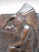 Load image into Gallery viewer, INDIAN CHIEF KNEELING TOMAHAWK Antique Bookend Doorstop Decorative Art Statue