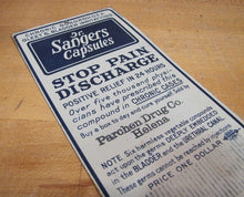 Load image into Gallery viewer, DR SANGERS Capsules GONORRHOEA GLEET STD Old Sign Quack Medicine Parchen Helena