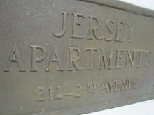 Load image into Gallery viewer, JERSEY APARTMENTS Old Brass Building Plaque Sign ASBURY PARK New Jersey Shore Ad