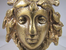 Load image into Gallery viewer, 19c Antique Brass Face Figural Head Decorative Arts Hardware Element High Relief