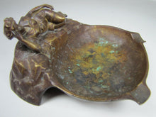 Load image into Gallery viewer, 19c VICTORIAN BATHING BEAUTY Antique Bronze Cigar Ashtray Decorative Arts Tray