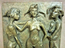 Load image into Gallery viewer, Mid Century Modern Art Sculpture Three Female Nudes signed Licht High Relief